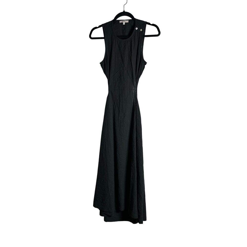 MADEWELL Dress NEW $128 Black Seersucker Cutout Sleeveless Cotton Midi Size XXS - Picture 3 of 8